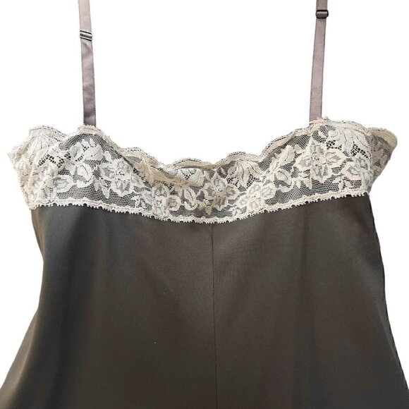 Pantone Mocha Brown VTG 60s Slip Dress Floral Lace Women’s 10 Sleeveless Fairy - Picture 5 of 10